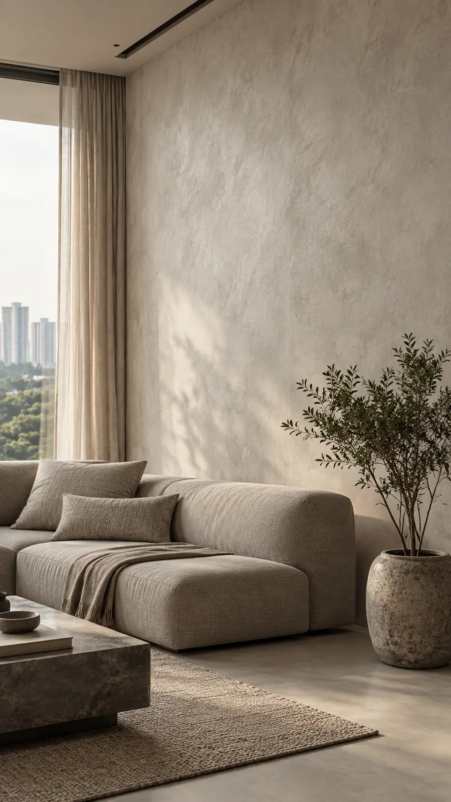 Elegant interior with Microcement wall finish